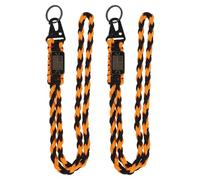 PATIKIL 2Pcs Heavy Duty Braided Lanyard Keychains, Paracord Lanyard Rope Necklace with USA Flag Buckle and Key Ring for Camping Hiking Outdoor Activities Key Chain, Orange and Black