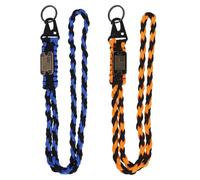 PATIKIL 2Pcs Heavy Duty Braided Lanyard Keychains, Paracord Lanyard Rope Necklace with USA Flag Buckle and Key Ring for Camping Hiking Outdoor Activities Key Chain, Orange, Blue