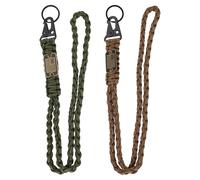 PATIKIL 2Pcs Heavy Duty Braided Lanyard Keychains, Paracord Lanyard Rope Necklace with USA Flag Buckle and Key Ring for Camping Hiking Outdoor Activities Key Chain, Green, Brown