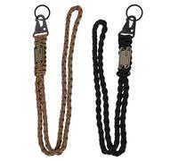 PATIKIL 2Pcs Heavy Duty Braided Lanyard Keychains, Paracord Lanyard Rope Necklace with USA Flag Buckle and Key Ring for Camping Hiking Outdoor Activities Key Chain, Black, Brown