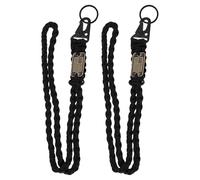 PATIKIL 2Pcs Heavy Duty Braided Lanyard Keychains, Paracord Lanyard Rope Necklace with USA Flag Buckle and Key Ring for Camping Hiking Outdoor Activities Key Chain, Black