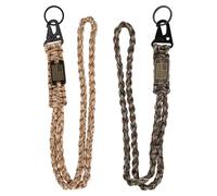 PATIKIL 2Pcs Heavy Duty Braided Lanyard Keychains, Paracord Lanyard Rope Necklace with USA Flag Buckle and Key Ring for Camping Hiking Outdoor Activities Key Chain, Green&Desert Camouflage