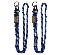 PATIKIL 2Pcs Heavy Duty Braided Lanyard Keychains, Paracord Lanyard Rope Necklace with USA Flag Buckle and Key Ring for Camping Hiking Outdoor Activities Key Chain, Blue