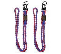 PATIKIL 2Pcs Heavy Duty Braided Lanyard Keychains, Paracord Lanyard Rope Necklace with USA Flag Buckle and Key Ring for Camping Hiking Outdoor Activities Key Chain, Red and Blue