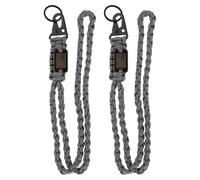 PATIKIL 2Pcs Heavy Duty Braided Lanyard Keychains, Paracord Lanyard Rope Necklace with USA Flag Buckle and Key Ring for Camping Hiking Outdoor Activities Key Chain, Grey