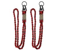 PATIKIL 2Pcs Heavy Duty Braided Lanyard Keychains, Paracord Lanyard Rope Necklace with USA Flag Buckle and Key Ring for Camping Hiking Outdoor Activities Key Chain, Red Black Camouflage
