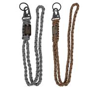 PATIKIL 2Pcs Heavy Duty Braided Lanyard Keychains, Paracord Lanyard Rope Necklace with USA Flag Buckle and Key Ring for Camping Hiking Outdoor Activities Key Chain, Brown, Grey