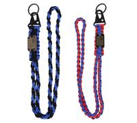 PATIKIL 2Pcs Heavy Duty Braided Lanyard Keychains, Paracord Lanyard Rope Necklace with USA Flag Buckle and Key Ring for Camping Hiking Outdoor Activities Key Chain, Red and Blue, Blue