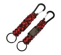 PATIKIL 2Pcs Heavy Duty Braided Paracord Keychain, Paracord Keychains Landyard Necklace with USA Flag D Hook Clip for Camping Hiking Outdoor Activities Key Ring, Red Black Camouflage