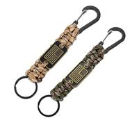PATIKIL 2Pcs Heavy Duty Braided Paracord Keychain, Paracord Keychains Landyard Necklace with USA Flag D Hook Clip for Camping Hiking Outdoor Activities Key Ring, Green & Desert Camouflage