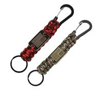 PATIKIL 2Pcs Heavy Duty Braided Paracord Keychain, Paracord Keychains Landyard Necklace with USA Flag D Hook Clip for Camping Hiking Outdoor Activities Key Ring, Green & Red Camouflage