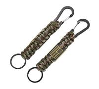 PATIKIL 2Pcs Heavy Duty Braided Paracord Keychain, Paracord Keychains Landyard Necklace with USA Flag D Hook Clip for Camping Hiking Outdoor Activities Key Ring, Olive Green Camouflage