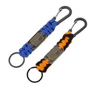 PATIKIL 2Pcs Heavy Duty Braided Paracord Keychain, Paracord Keychains Landyard Necklace with USA Flag D Hook Clip for Camping Hiking Outdoor Activities Key Ring, Orange, Blue