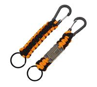 PATIKIL 2Pcs Heavy Duty Braided Paracord Keychain, Paracord Keychains Landyard Necklace with USA Flag D Hook Clip for Camping Hiking Outdoor Activities Key Ring, Orange and Black