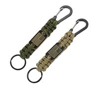 PATIKIL 2Pcs Heavy Duty Braided Paracord Keychain, Paracord Keychains Landyard Necklace with USA Flag D Hook Clip for Camping Hiking Outdoor Activities Key Ring, Olive Green, Khaki