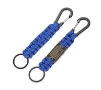 PATIKIL 2Pcs Heavy Duty Braided Paracord Keychain, Paracord Keychains Landyard Necklace with USA Flag D Hook Clip for Camping Hiking Outdoor Activities Key Ring, Dark Blue