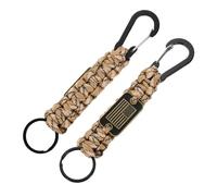 PATIKIL 2Pcs Heavy Duty Braided Paracord Keychain, Paracord Keychains Landyard Necklace with USA Flag D Hook Clip for Camping Hiking Outdoor Activities Key Ring, Desert Camouflage