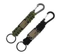 PATIKIL 2Pcs Heavy Duty Braided Paracord Keychain, Paracord Keychains Landyard Necklace with USA Flag D Hook Clip for Camping Hiking Outdoor Activities Key Ring, Black, Olive Green
