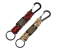 PATIKIL 2Pcs Heavy Duty Braided Paracord Keychain, Paracord Keychains Landyard Necklace with USA Flag D Hook Clip for Camping Hiking Outdoor Activities Key Ring, Desert & Red Camouflage
