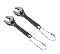 PATIKIL 2pcs Mini Adjustable Wrench 2.5" 45# Steel Blackening Tiny Adjustable Spanner Wide Jaw Pocket Wrench with Hanging Keychain for Home Repair Industry Auto Micro Equipment, Black