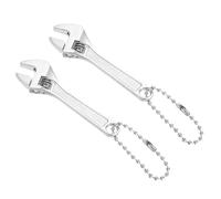 PATIKIL 2pcs Mini Adjustable Wrench 2.5" 45# Steel Blackening Tiny Adjustable Spanner Wide Jaw Pocket Wrench with Hanging Keychain for Home Repair Industry Auto Micro Equipment, Silver