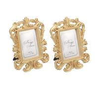 PATIKIL 2Pcs Mini Picture Frames, 2.4x1.8 Rectangle Resin Small Vintage Picture Frames Baroque Decor for Home Wedding Jewelry Display Hotel Decor Wall Art, Gold