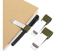 PATIKIL 2Pcs Pen Loop for Notebook, Brass Wax Retro Leather Pencil Holder Pen Clip for Notebook Clipboards Pocket Office Traveler Journals Planner, Olive Green/Silver