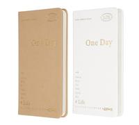 PATIKIL 2Pcs Planner Notebook, 7 x 3.8" 96 Sheets Undated Daily Planner Pocket to Do List Daily Weekly Goals Notebook for Office Home Study Work Time Management Habit Tracker, Brown, White