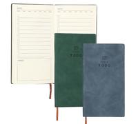 PATIKIL 2Pcs Planner Notebook, A6 100 Sheets Undated to Do List Daily Weekly Monthly Goals Tracker Pocket Notebook for Office Study Time Management Fitness Weeding, Green/Dark Blue