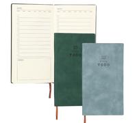 PATIKIL 2Pcs Planner Notebook, A6 100 Sheets Undated to Do List Daily Weekly Monthly Goals Tracker Pocket Notebook for Office Study Time Management Fitness Weeding, Sky Blue/Green