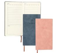 PATIKIL 2Pcs Planner Notebook, A6 100 Sheets Undated to Do List Daily Weekly Monthly Goals Tracker Pocket Notebook for Office Study Time Management Fitness Weeding, Pink/Dark Blue