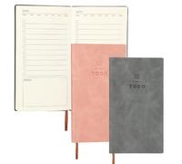 PATIKIL 2Pcs Planner Notebook, A6 100 Sheets Undated to Do List Daily Weekly Monthly Goals Tracker Pocket Notebook for Office Study Time Management Fitness Weeding, Pink/Grey