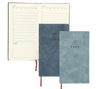 PATIKIL 2Pcs Planner Notebook, A6 100 Sheets Undated to Do List Daily Weekly Monthly Goals Tracker Pocket Notebook for Office Study Time Management Fitness Weeding, Sky Blue/Dark Blue