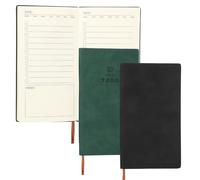 PATIKIL 2Pcs Planner Notebook, A6 100 Sheets Undated to Do List Daily Weekly Monthly Goals Tracker Pocket Notebook for Office Study Time Management Fitness Weeding, Black/Green