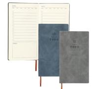 PATIKIL 2Pcs Planner Notebook, A6 100 Sheets Undated to Do List Daily Weekly Monthly Goals Tracker Pocket Notebook for Office Study Time Management Fitness Weeding, Grey/Dark Blue