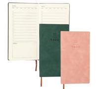 PATIKIL 2Pcs Planner Notebook, A6 100 Sheets Undated to Do List Daily Weekly Monthly Goals Tracker Pocket Notebook for Office Study Time Management Fitness Weeding, Green/Pink