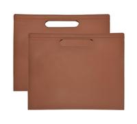 PATIKIL 2Pcs PU Leather A4 File Folder, 13.3x12.6 Waterproof Document Organizer Textured Portfolio Folder Case Portable Briefcase Carrier with Magnetic Closure for Office, Brown