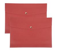 PATIKIL 2Pcs PU Leather A4 File Folder, Document Holder Envelope Waterproof Litchi Texture Filing Organizer Portfolio Folder Case with Magnetic Snap Closure for Home Office, Red