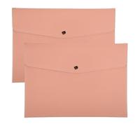 PATIKIL 2Pcs PU Leather A4 File Folder, Document Holder Envelope Waterproof Litchi Texture Filing Organizer Portfolio Folder Case with Magnetic Snap Closure for Home Office, Pink