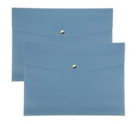 PATIKIL 2Pcs PU Leather A4 File Folder, Document Holder Envelope Waterproof Litchi Texture Filing Organizer Portfolio Folder Case with Magnetic Snap Closure for Home Office, Sky Blue