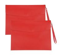 PATIKIL 2Pcs PU Leather A4 File Folder, Document Holder Envelope Waterproof Napa Texture Filing Organizer Portfolio Folder Case with Magnetic Snap and Handle for Home Office, Red