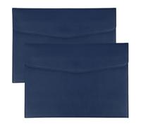 PATIKIL 2Pcs PU Leather A4 File Folder, Document Holder Envelope Waterproof Napa Texture Filing Organizer Portfolio Folder Case with Magnetic Snap Closure for Home Office, Navy Blue