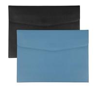 PATIKIL 2Pcs PU Leather A4 File Folder, Document Holder Envelope Waterproof Napa Texture Filing Organizer Portfolio Folder Case with Magnetic Snap for Home Office, Black, Light Blue