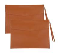 PATIKIL 2Pcs PU Leather A4 File Folder, Document Holder Envelope Waterproof Napa Texture Filing Organizer Portfolio Folder Case with Magnetic Snap and Handle for Home Office, Brown