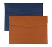 PATIKIL 2Pcs PU Leather A4 File Folder, Document Holder Envelope Waterproof Napa Texture Filing Organizer Portfolio Folder Case with Magnetic Snap Closure for Home Office, Navy Blue, Brown