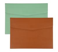 PATIKIL 2Pcs PU Leather A4 File Folder, Document Holder Envelope Waterproof Napa Texture Filing Organizer Portfolio Folder Case with Magnetic Snap Closure for Home Office, Green, Brown