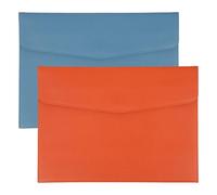 PATIKIL 2Pcs PU Leather A4 File Folder, Document Holder Envelope Waterproof Napa Texture Filing Organizer Portfolio Folder Case with Magnetic Snap for Home Office, Light Blue, Orange