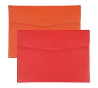 PATIKIL 2Pcs PU Leather A4 File Folder, Document Holder Envelope Waterproof Napa Texture Filing Organizer Portfolio Folder Case with Magnetic Snap Closure for Home Office, Orange, Red
