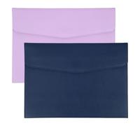 PATIKIL 2Pcs PU Leather A4 File Folder, Document Holder Envelope Waterproof Napa Texture Filing Organizer Portfolio Folder Case with Magnetic Snap for Home Office, Purple, Navy Blue