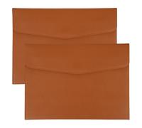 PATIKIL 2Pcs PU Leather A4 File Folder, Document Holder Envelope Waterproof Napa Texture Filing Organizer Portfolio Folder Case with Magnetic Snap Closure for Home Office, Brown